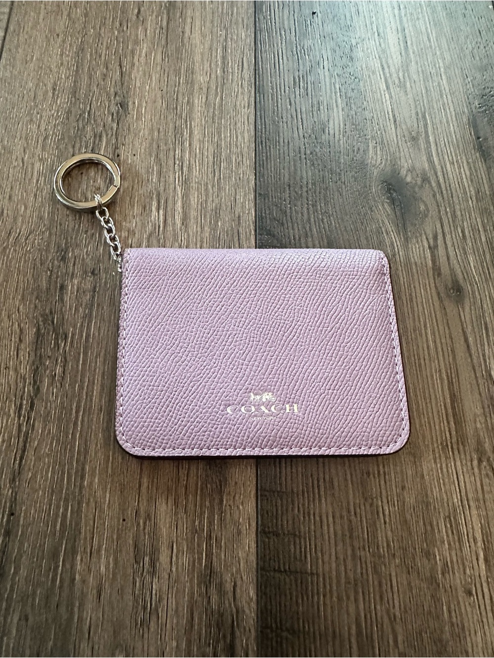 COACH Mini Skinny ID Case Folding Wallet Key Ring Lavender